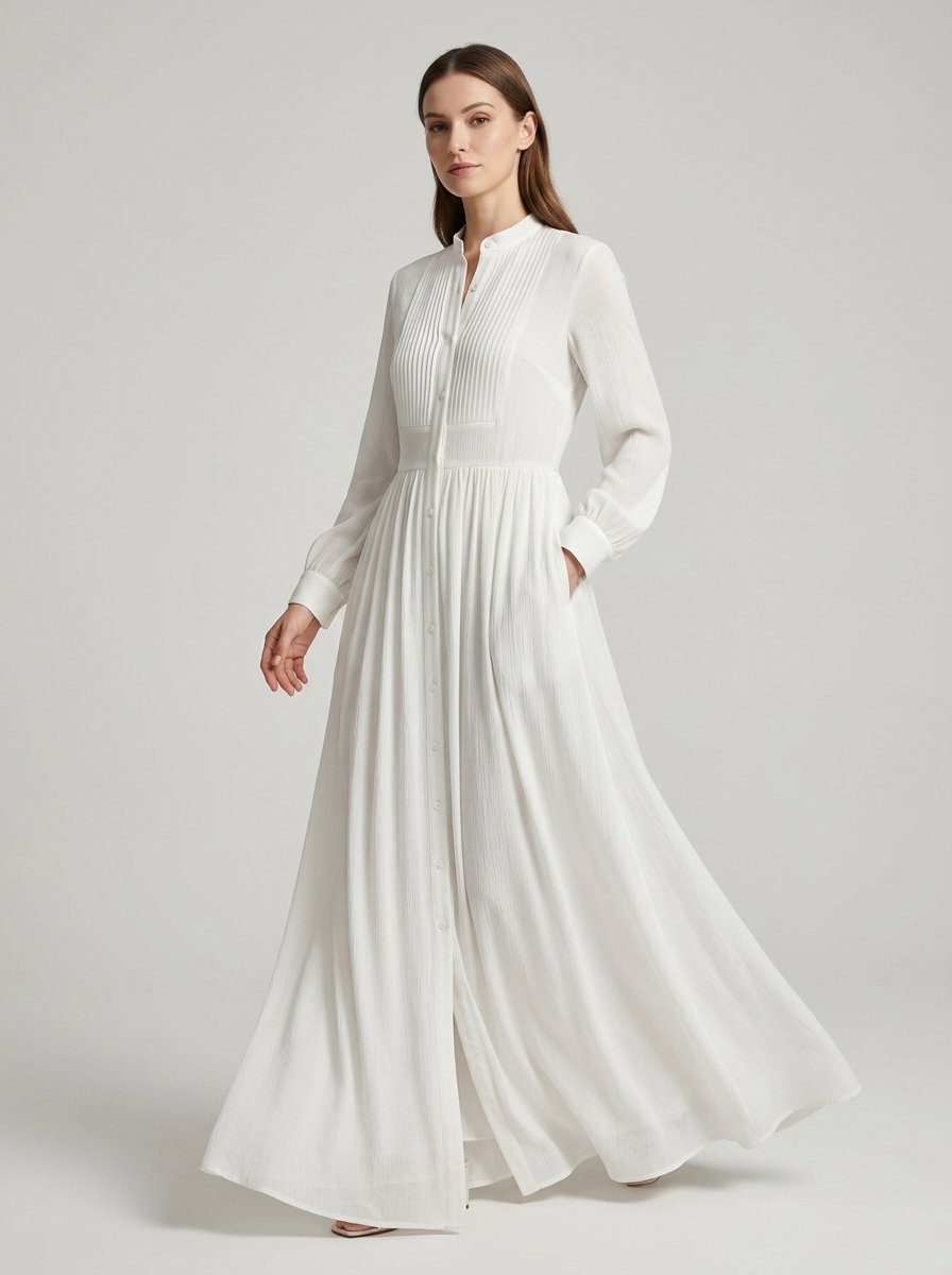 Hazel | Long Sleeve Button Front Maxi Dress