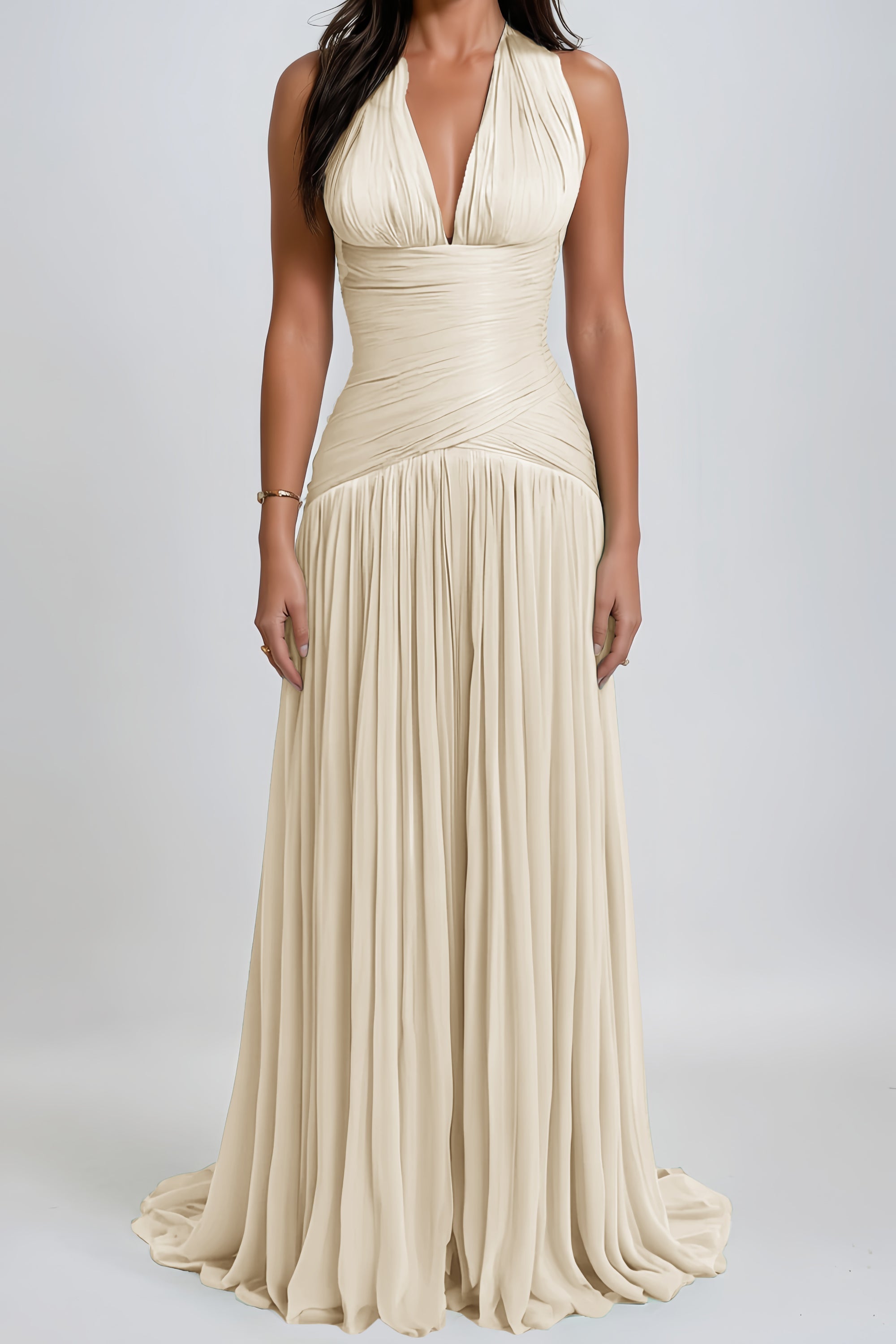 Leticia | Halter Neck Gathered Maxi Dress