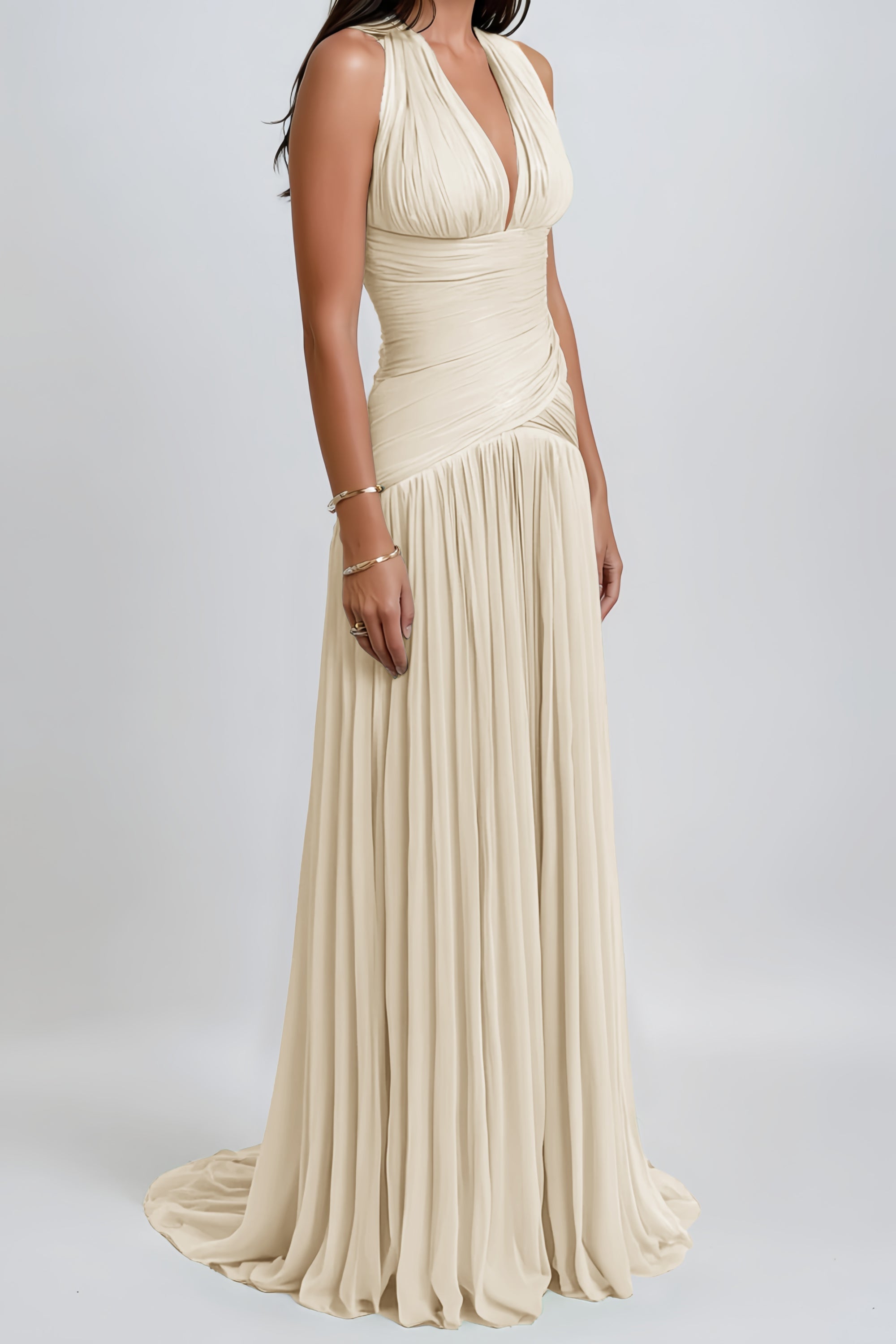 Leticia | Halter Neck Gathered Maxi Dress
