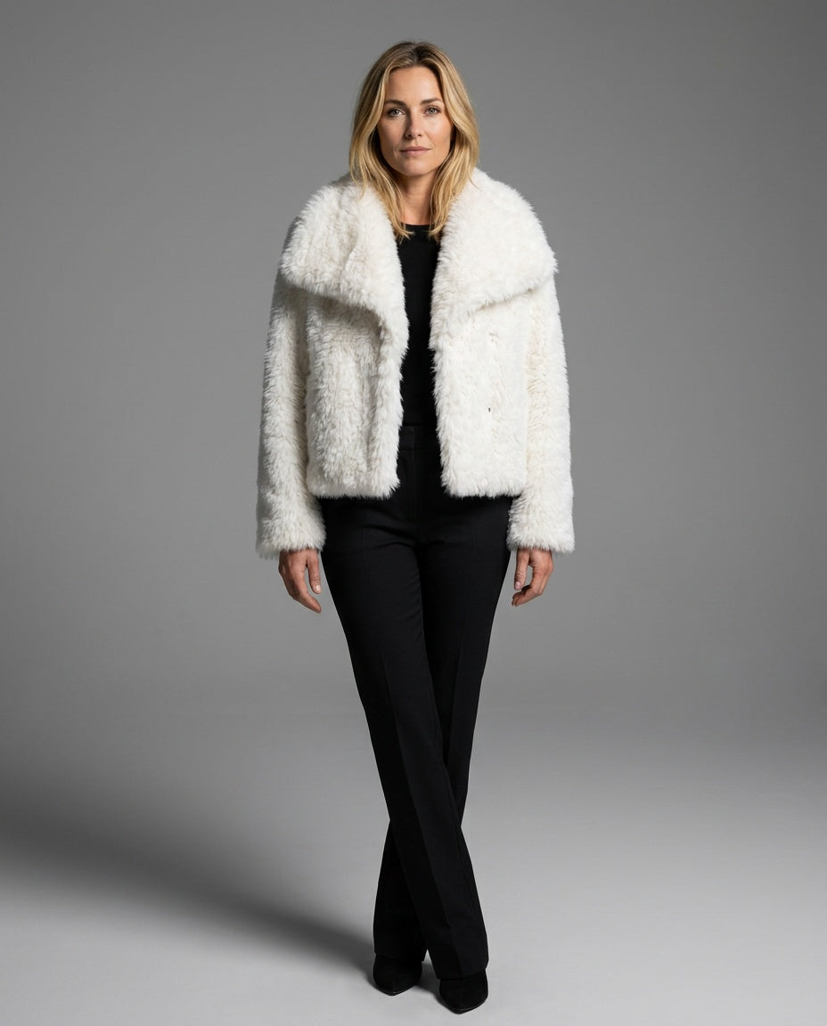 Noelia | Plush Stand Collar Faux Fur Coat