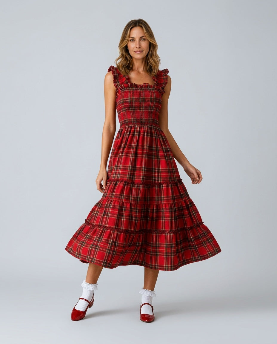 Noelle | Festive Cotton-Blend Maxi Dress