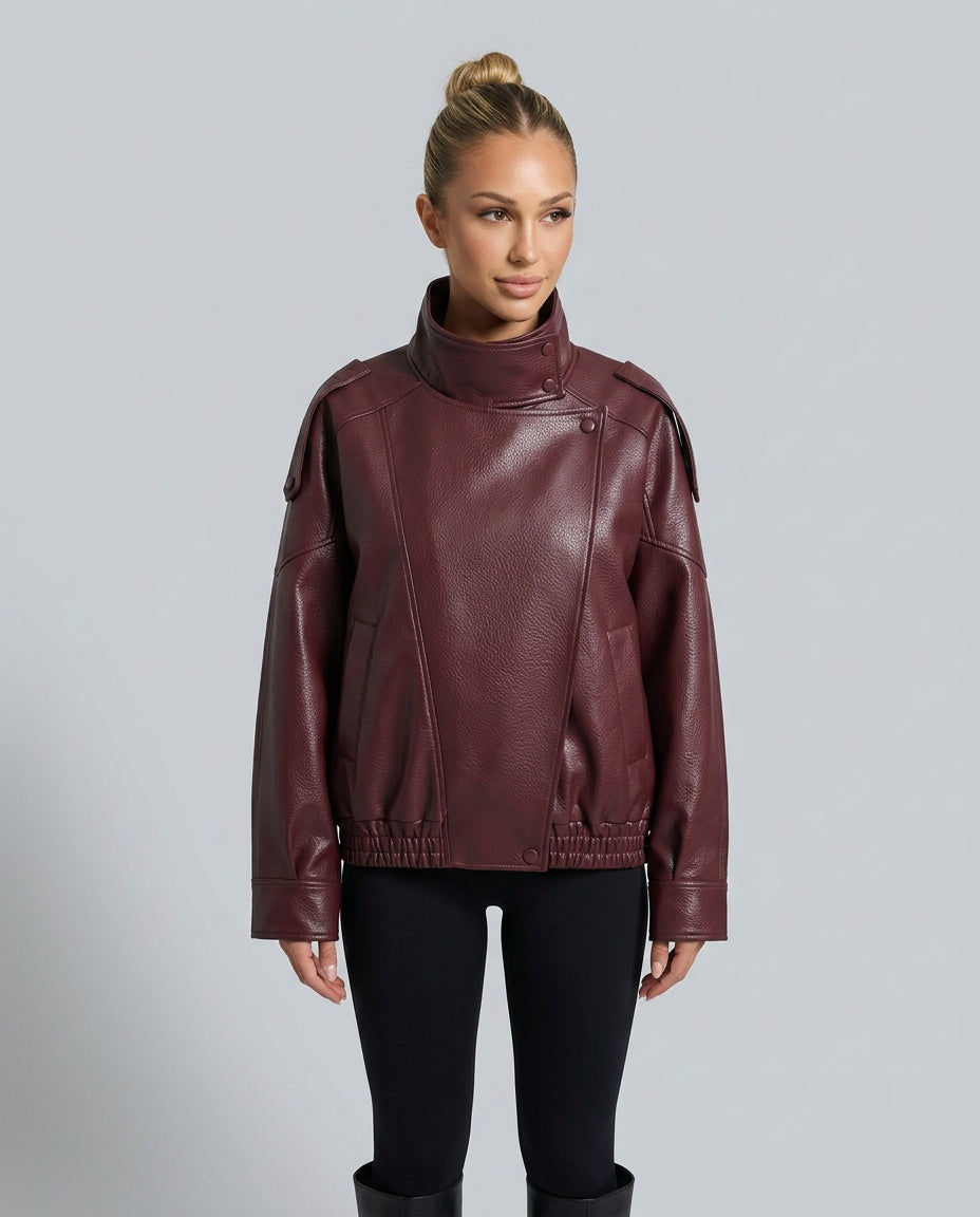 Opal | Asymmetric Zip Relaxed Faux Leather Jacket