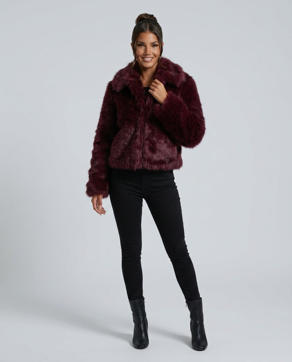 Noelia | Plush Stand Collar Faux Fur Coat