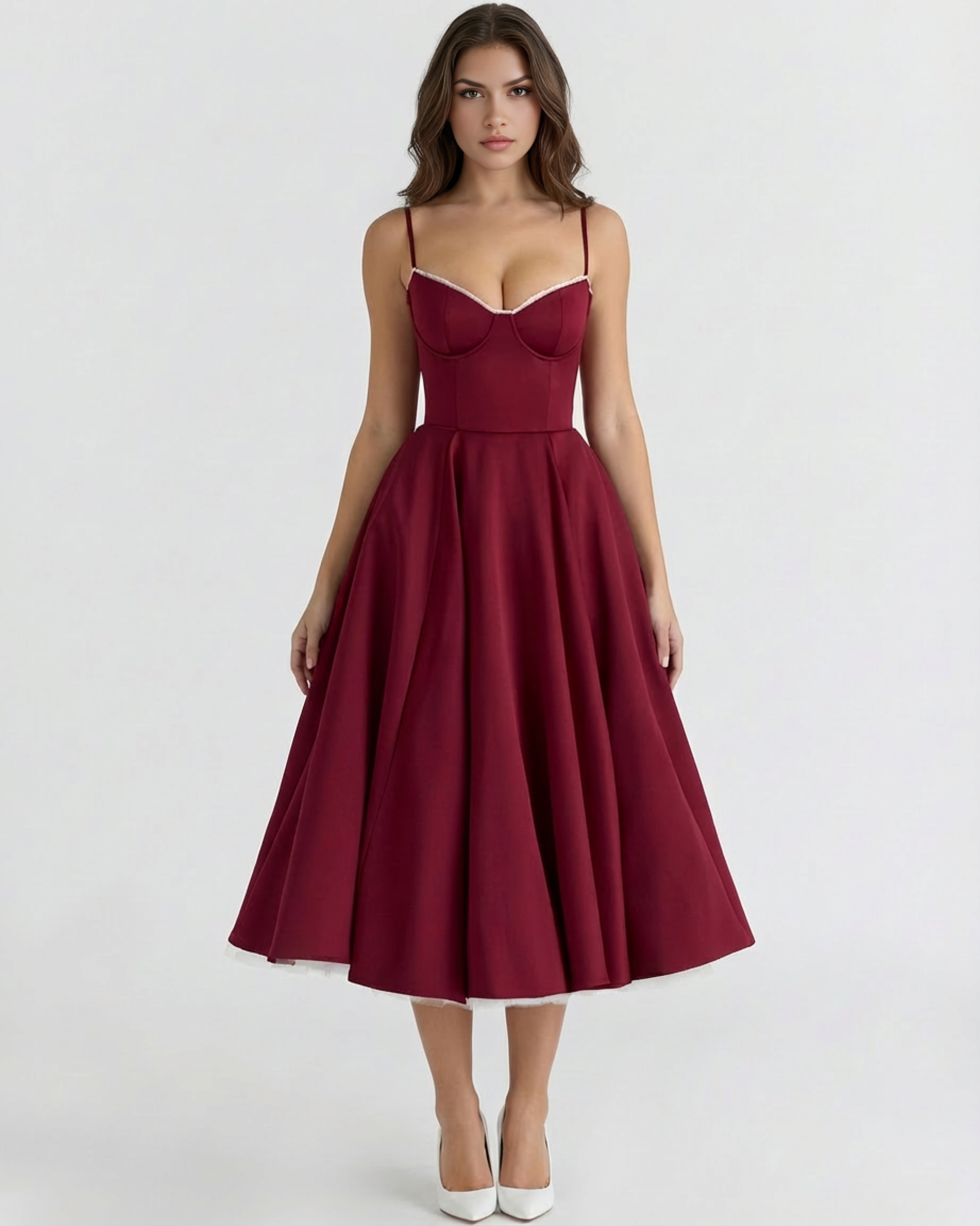 Women's Corset Tulle Midi Dress