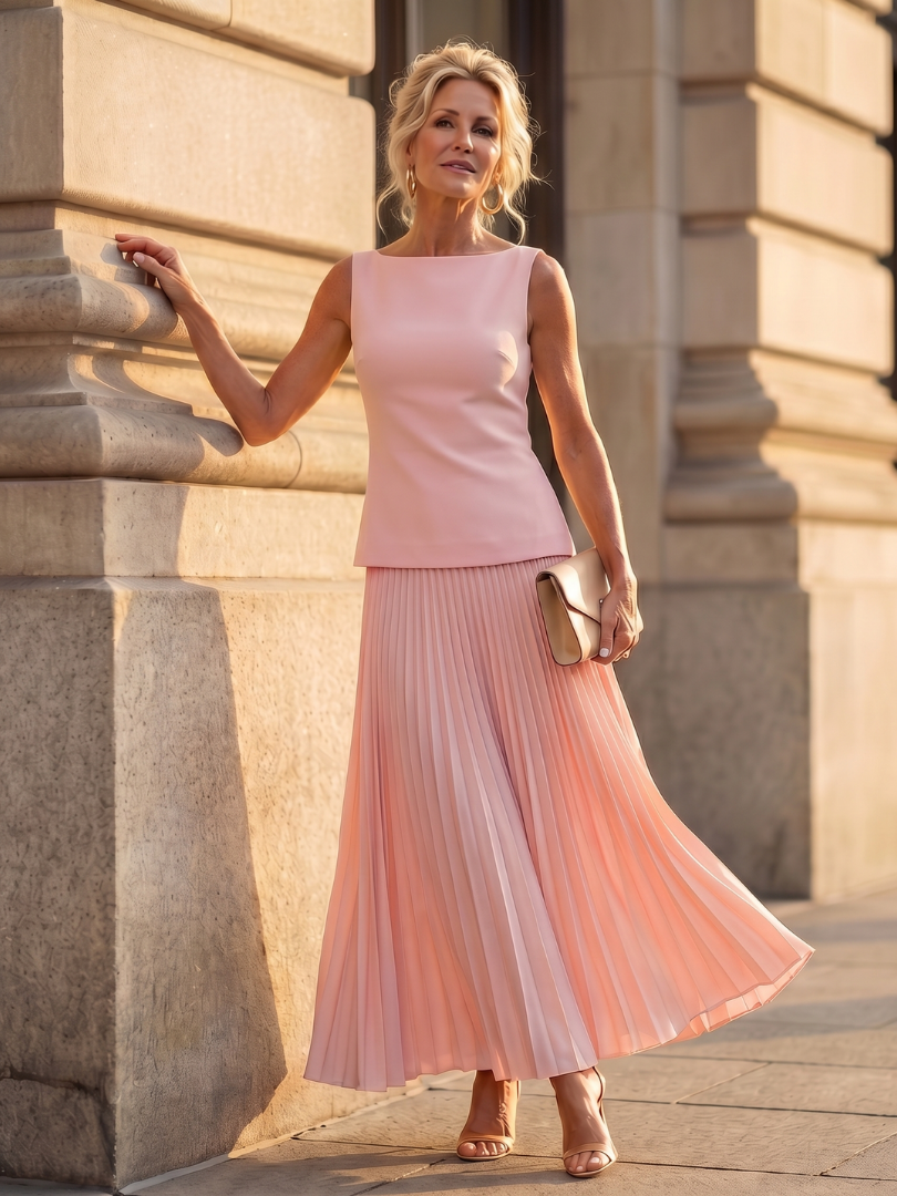 Mariana | Structured Bodice Pleated Midi Co-ord Set