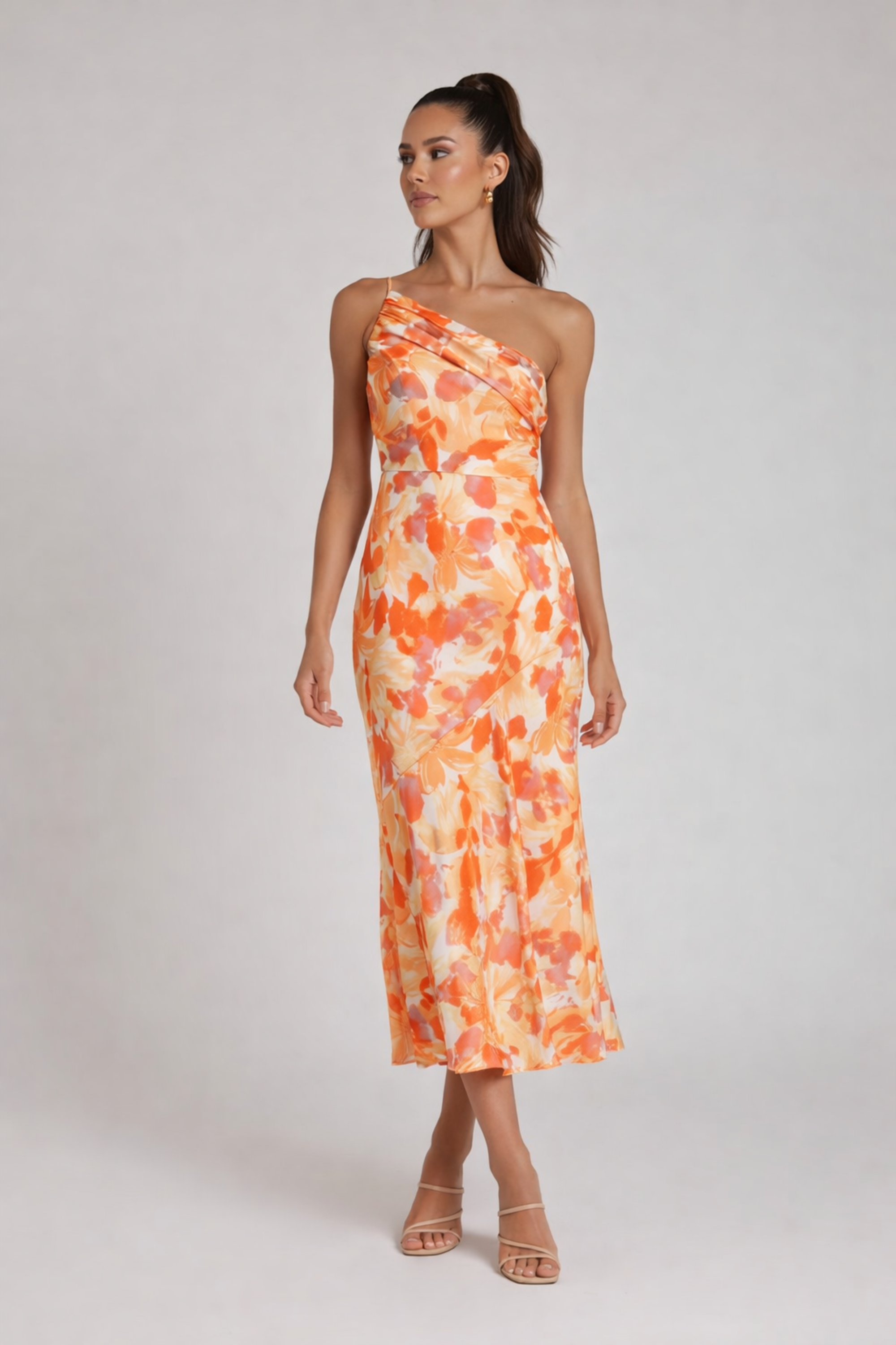 Livia | One-Shoulder Floral Midi Dress