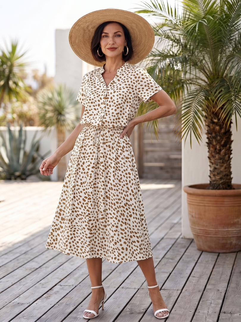 Fernanda | Printed Button-Front Belted Midi Dress