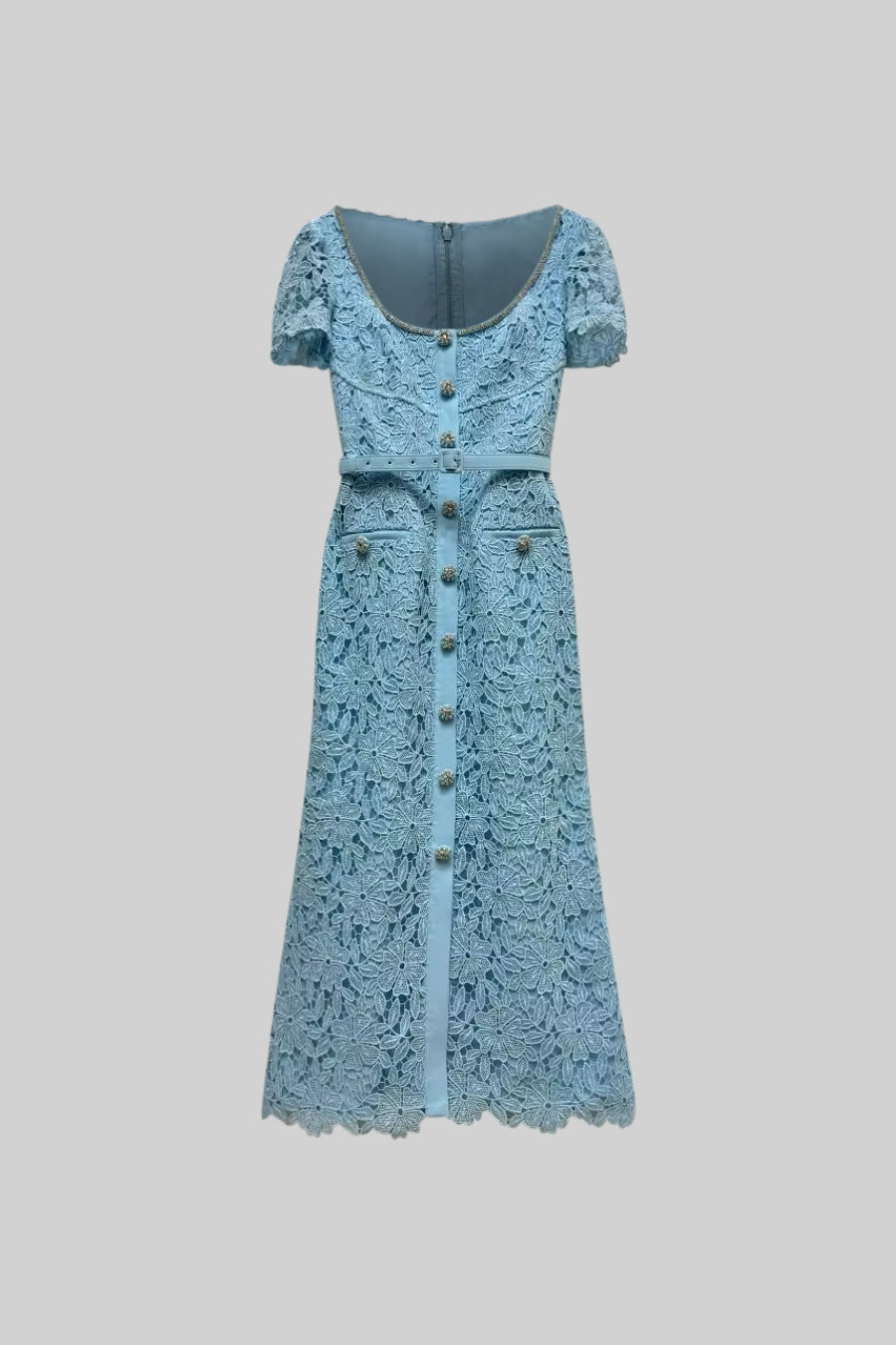 Fleur | Lace Button-Front Midi Dress