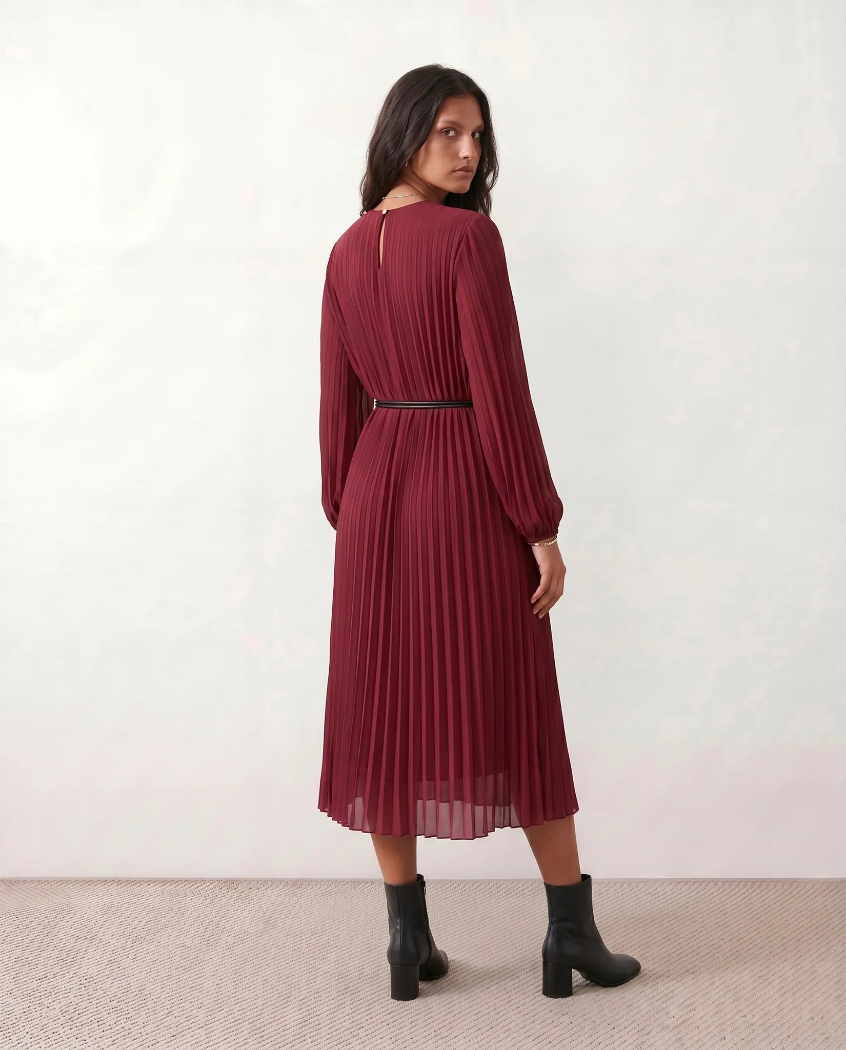 Saskia | Pleated A-Line Wedding Guest Midi Dress