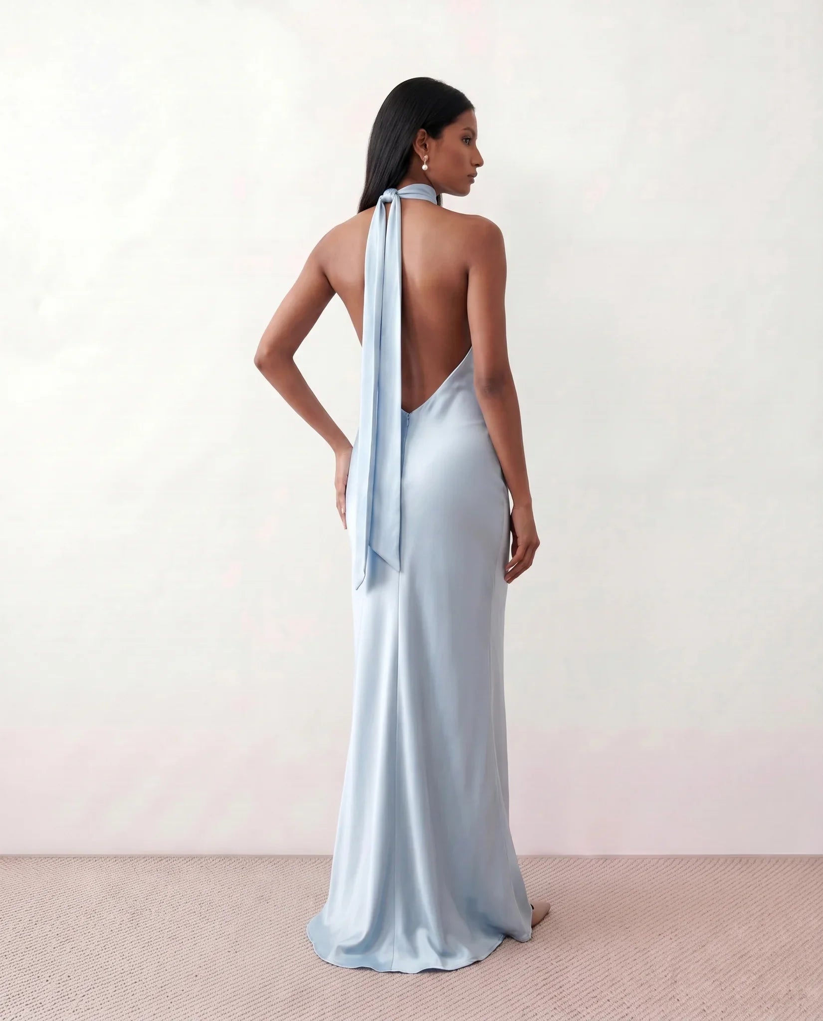 Winnie | Satin Halter Maxi Dress