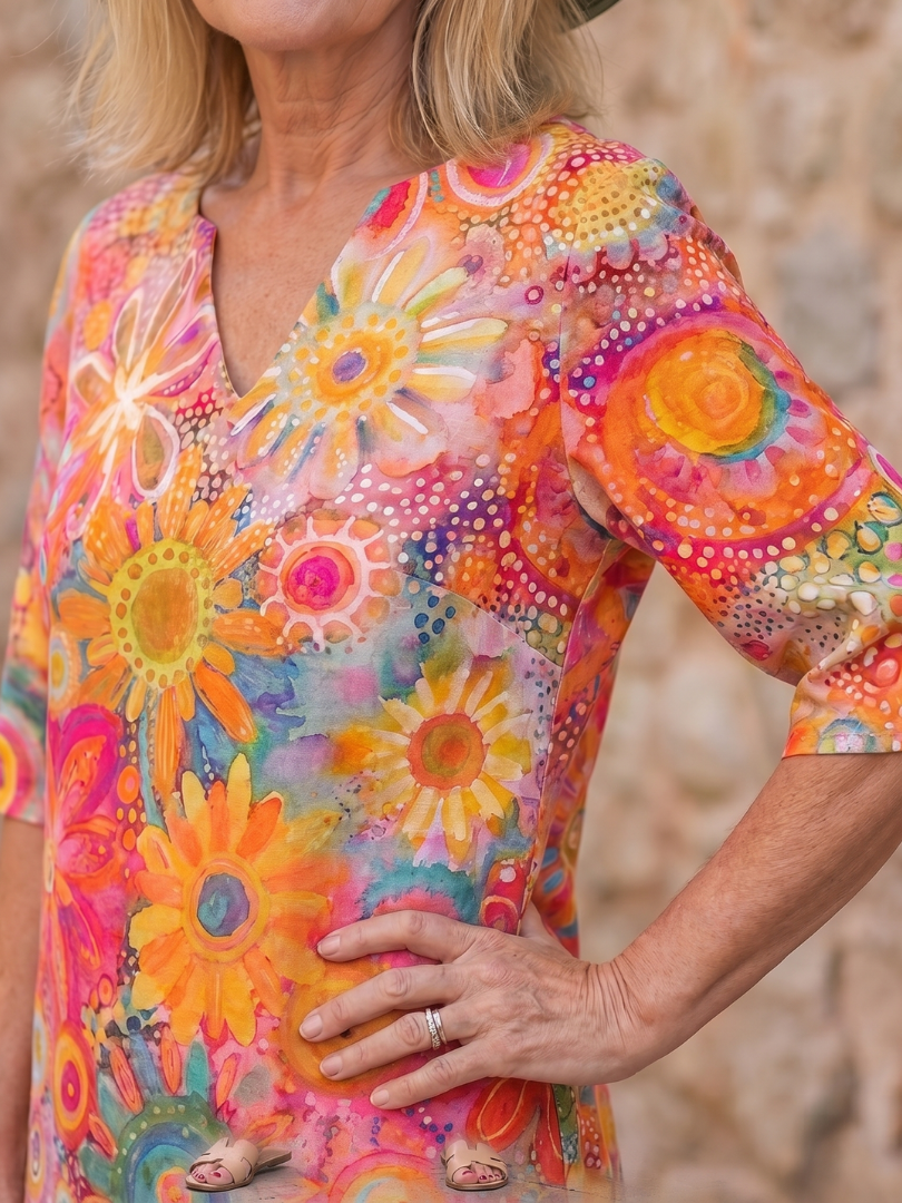 Thea | Floral Print Knee-Length Midi Dress
