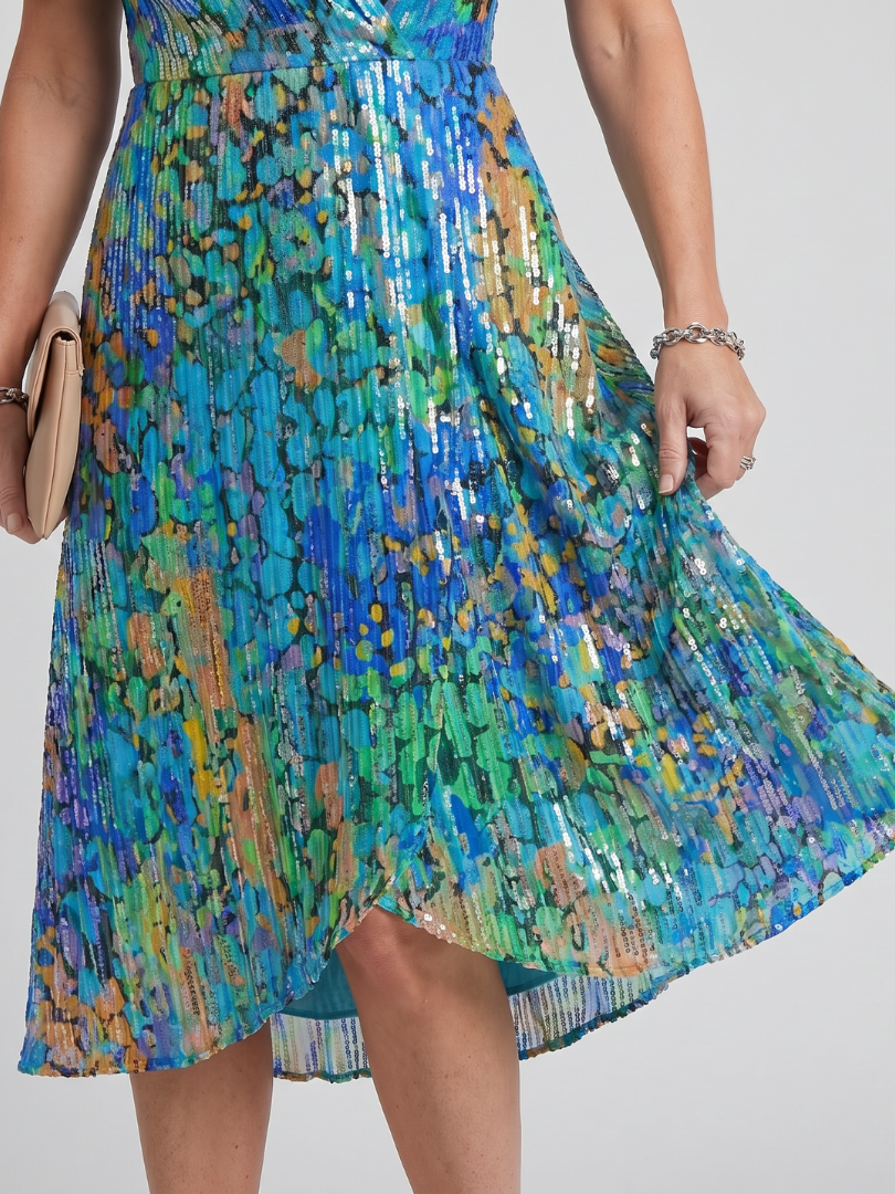 Hazel | Flutter Sleeve Gathered Waist Floral Midi Dress