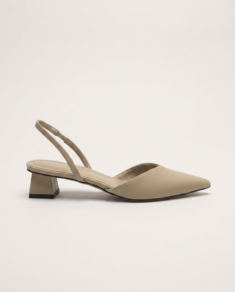 Gemma | Pointed Toe Slingback Block Heel Pumps