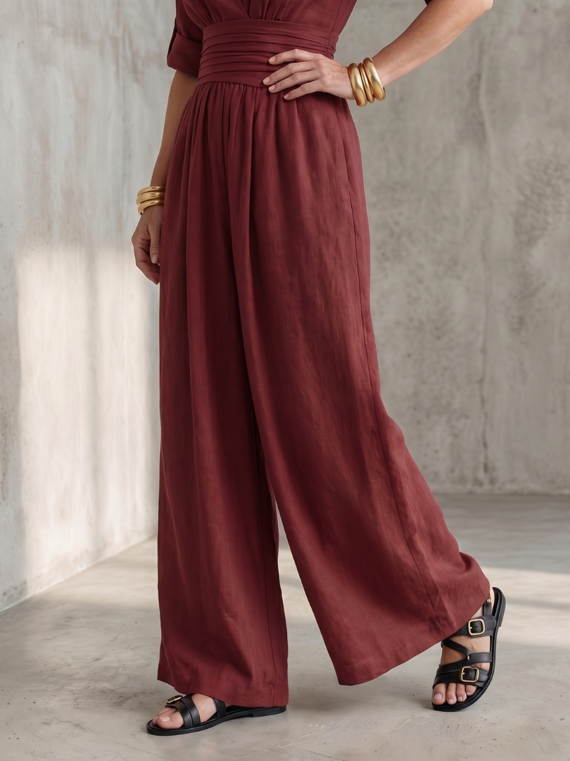 Alejandra | Cross Front Wide Leg Jumpsuit