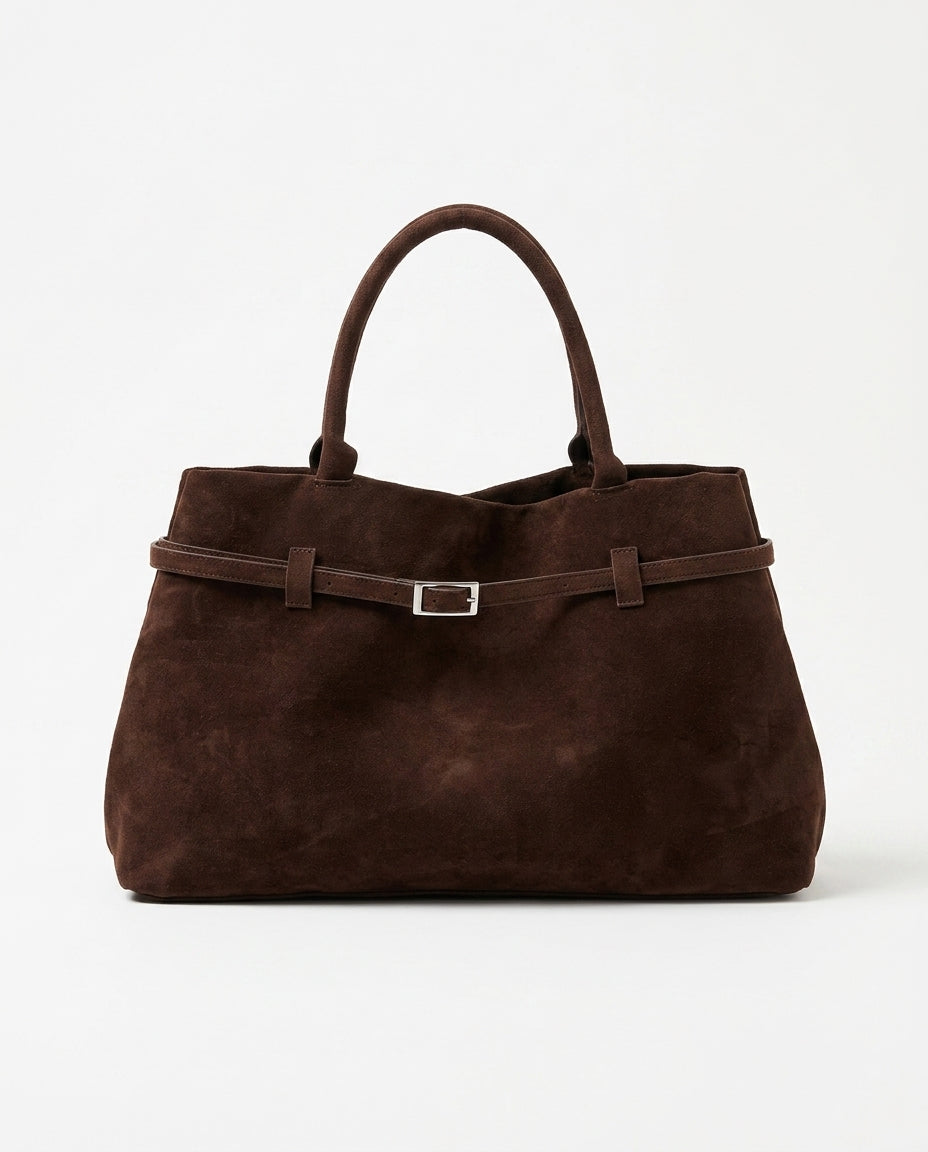 Structured Faux Suede Shoulder Bag