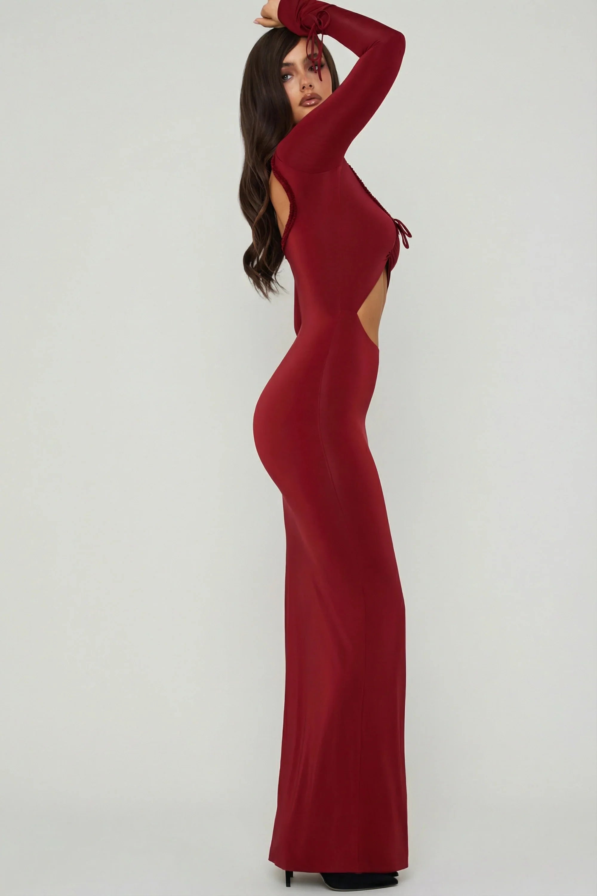 Malena | Ruffle-Trim Cut-Out Bodycon Maxi Dress
