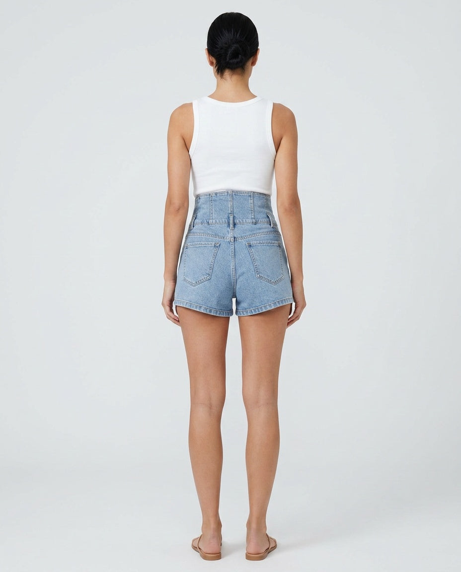 Nadia | Extra High V-Waist Denim Shorts