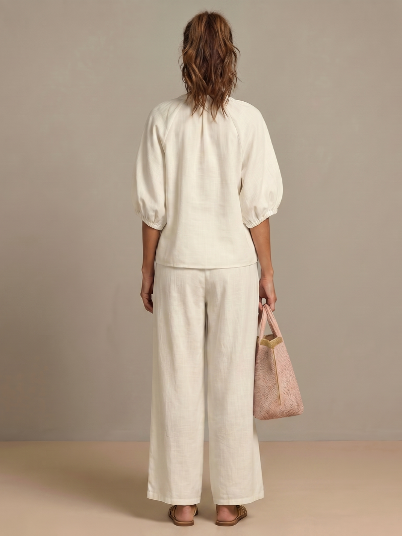 Isabela | Zip Front Blouson Top Wide Leg Co-ord Set