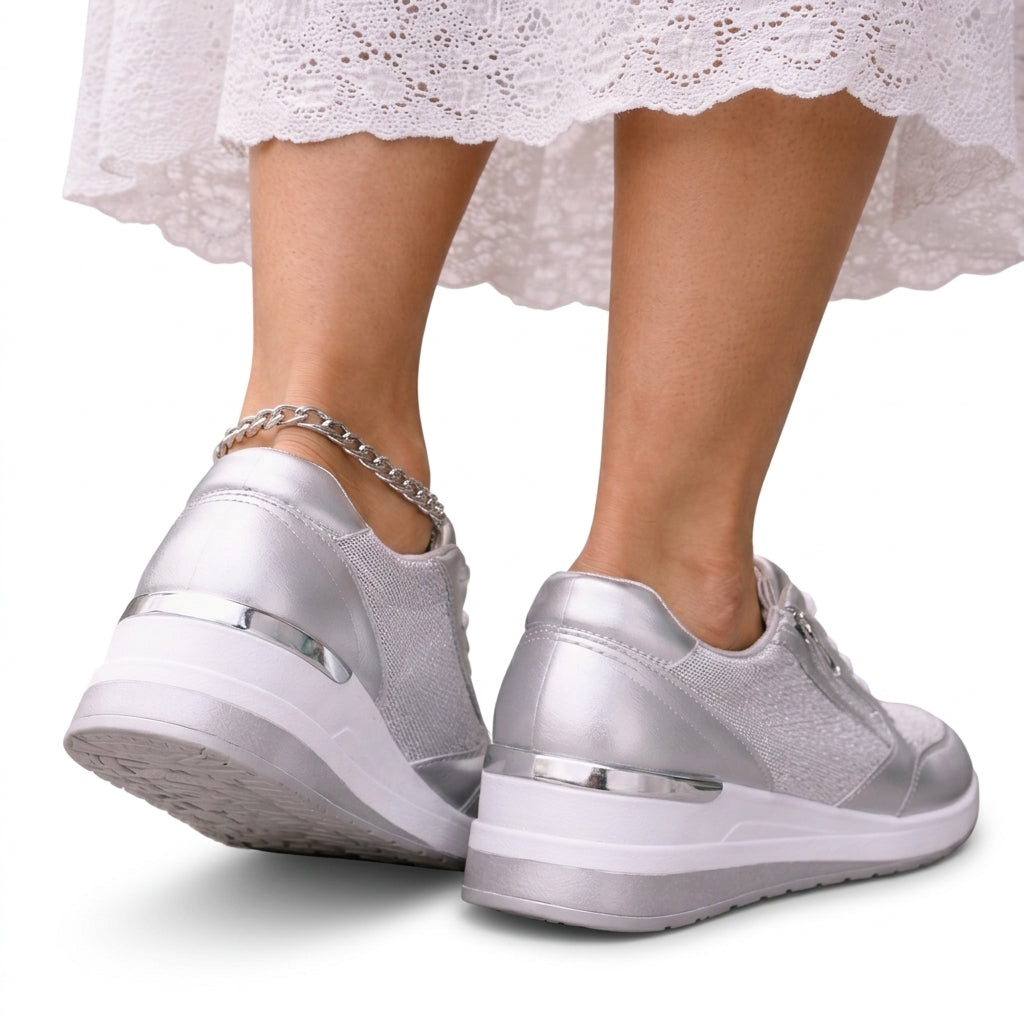 Kaia | Metallic Lace-Up Sneakers