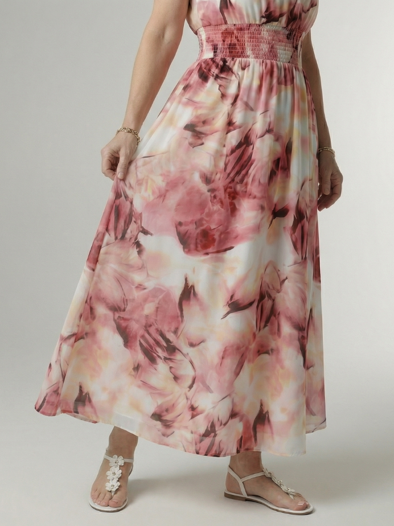 Niamh | Gathered Halter Flowy Midi Dress