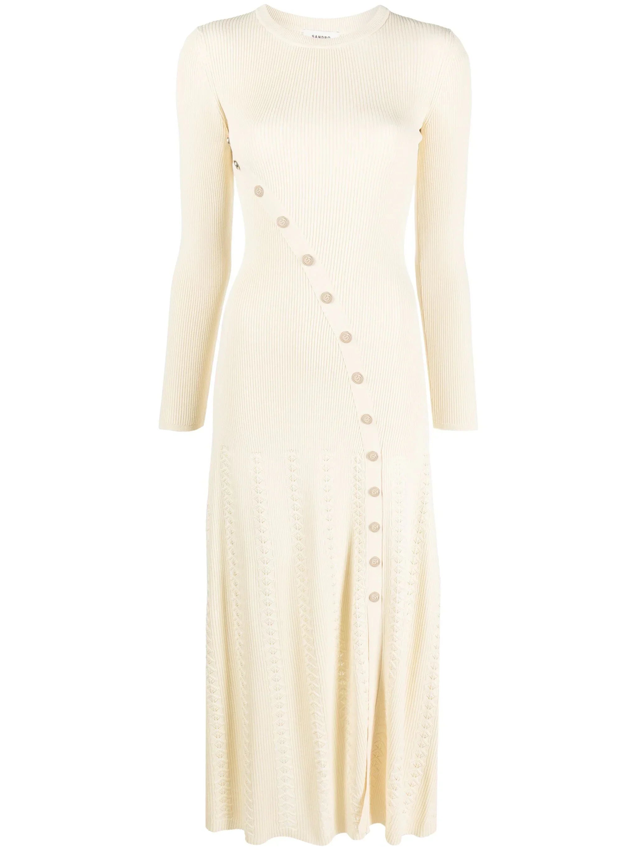 Mariana | Button-Front Ribbed-Knit Midi Dress