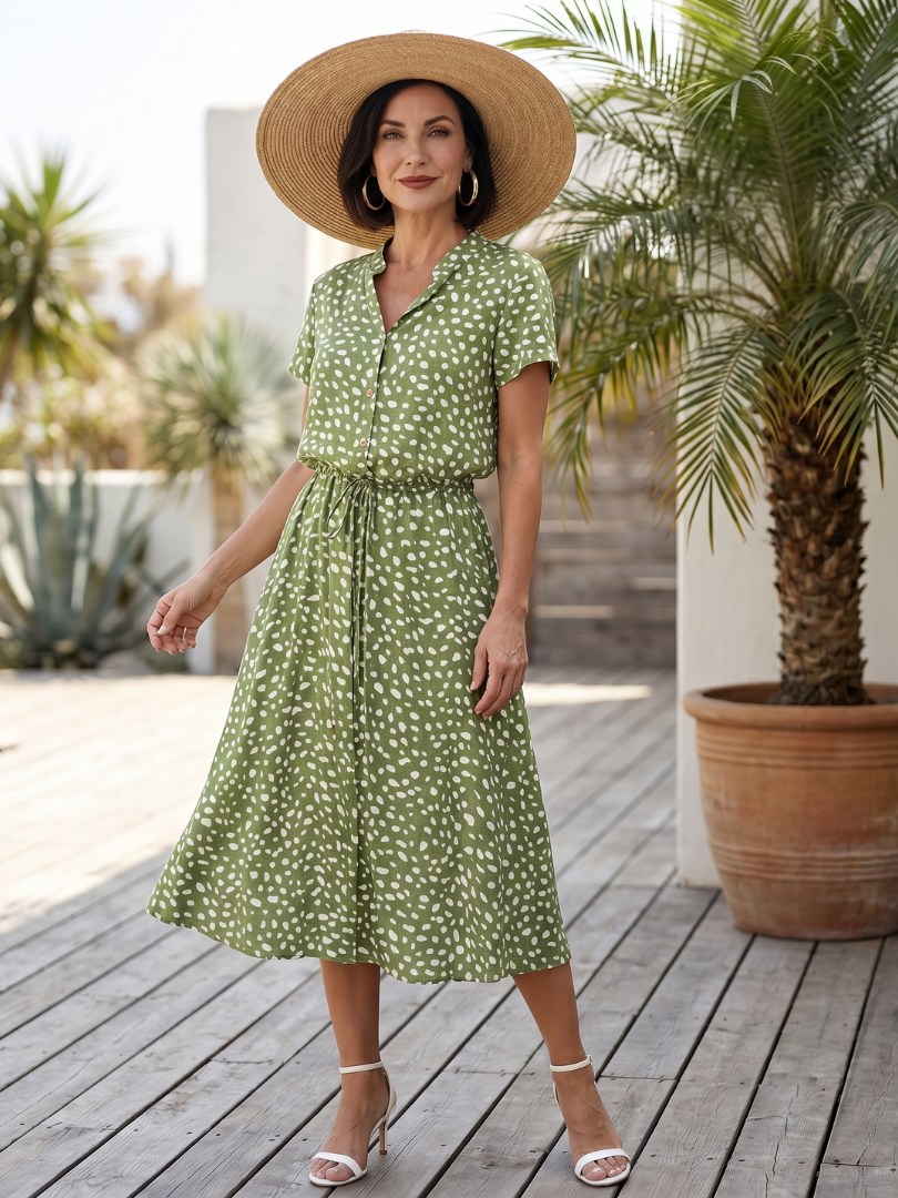 Fernanda | Printed Button-Front Belted Midi Dress