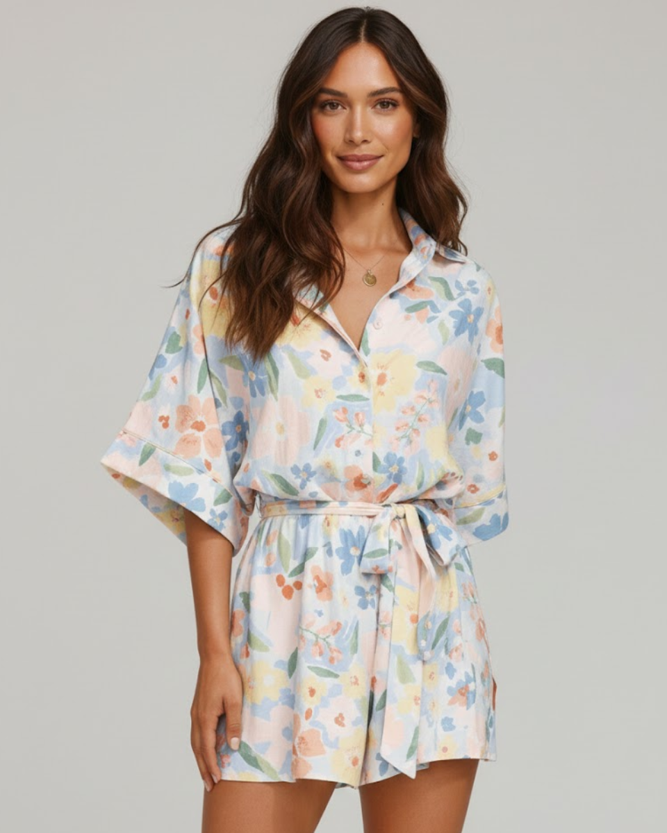 Calista | Floral Playsuit with Tie Waist