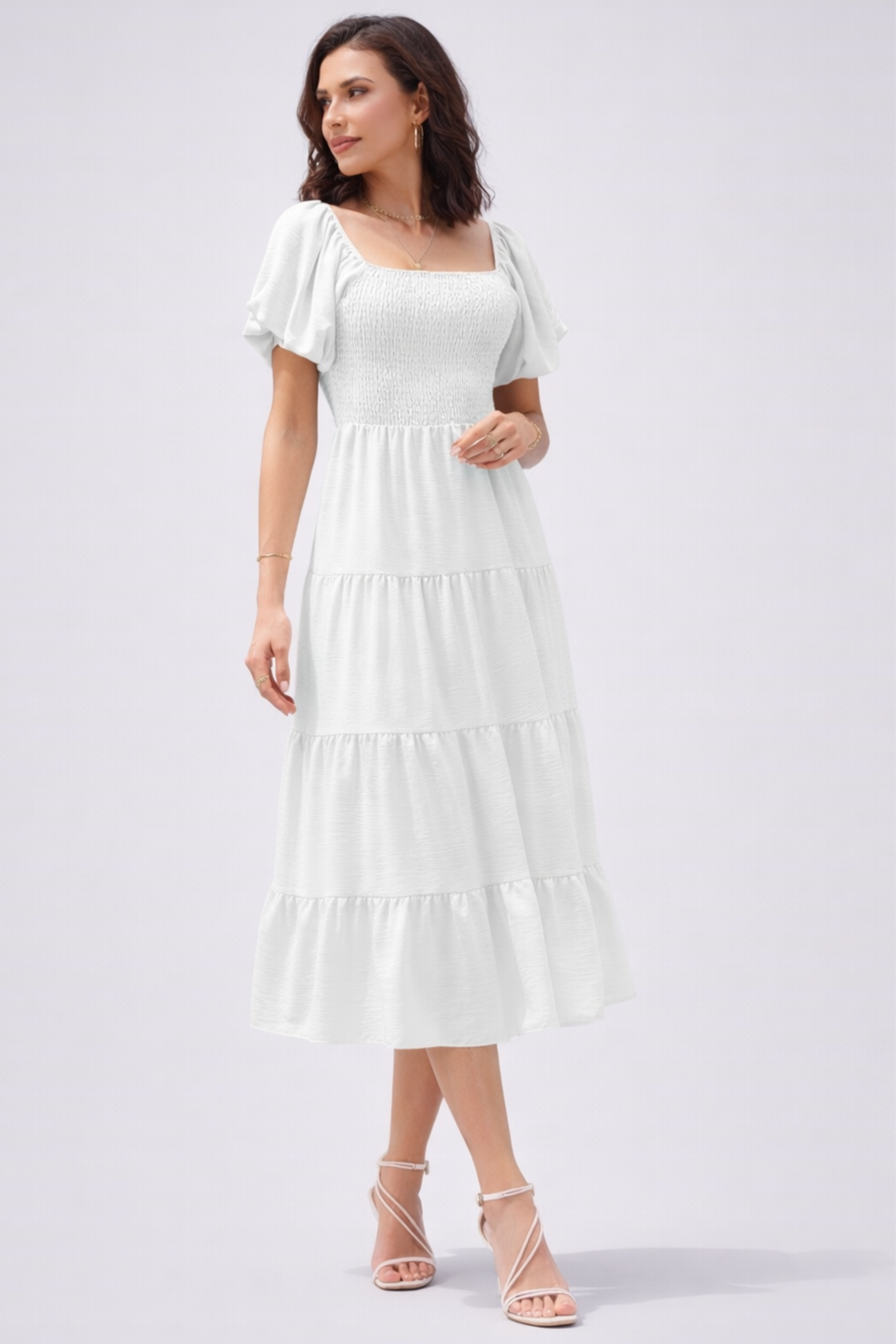 Evie | Midi Dress with Smocked Bodice