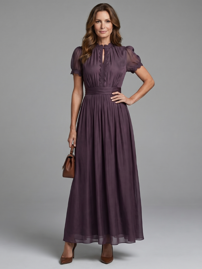 Ava | Gathered Waist Keyhole Maxi Dress