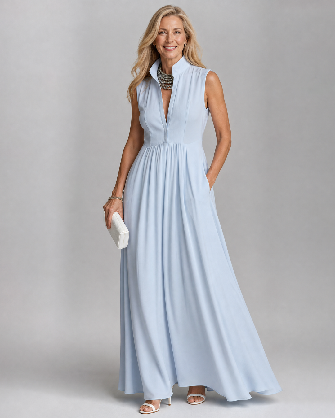 Giselle | Sleeveless Collared Wide Leg Jumpsuit