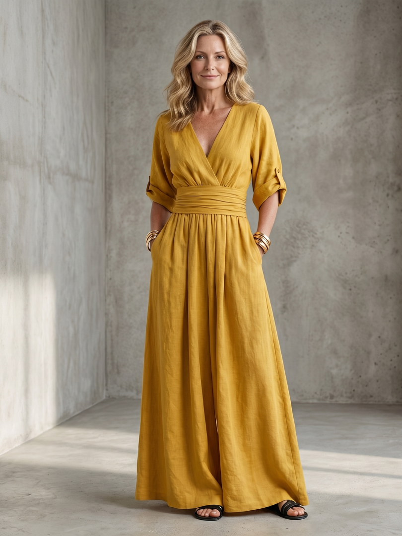 Alejandra | Cross Front Wide Leg Jumpsuit