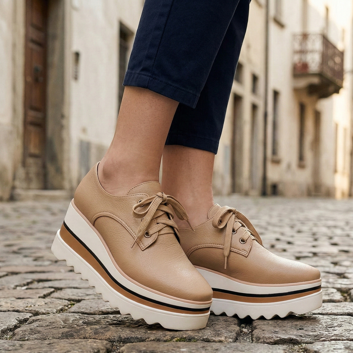 Camille | Lace-Up Cushioned Sole Oxford Shoes