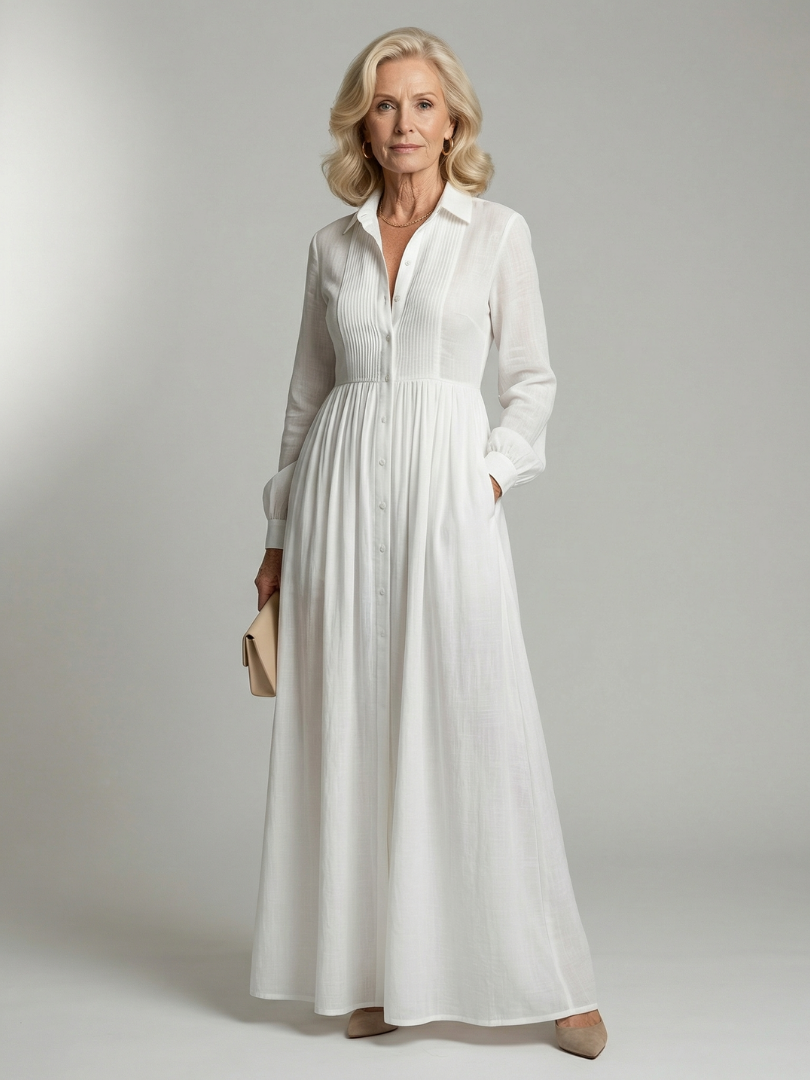 Lioren | Soft Flow White Maxi Dress