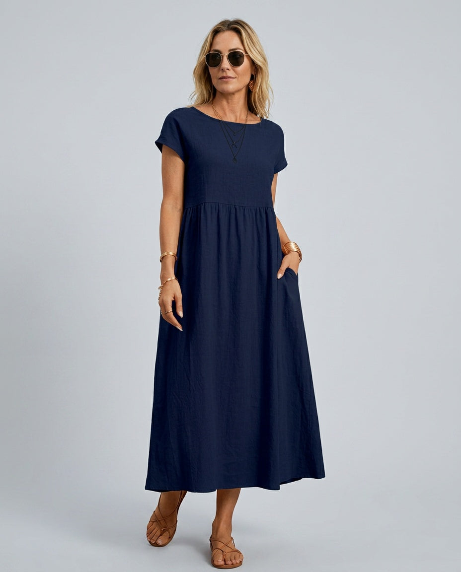 Skylar | Loose Fit Flowy Linen-Blend Maxi Dress