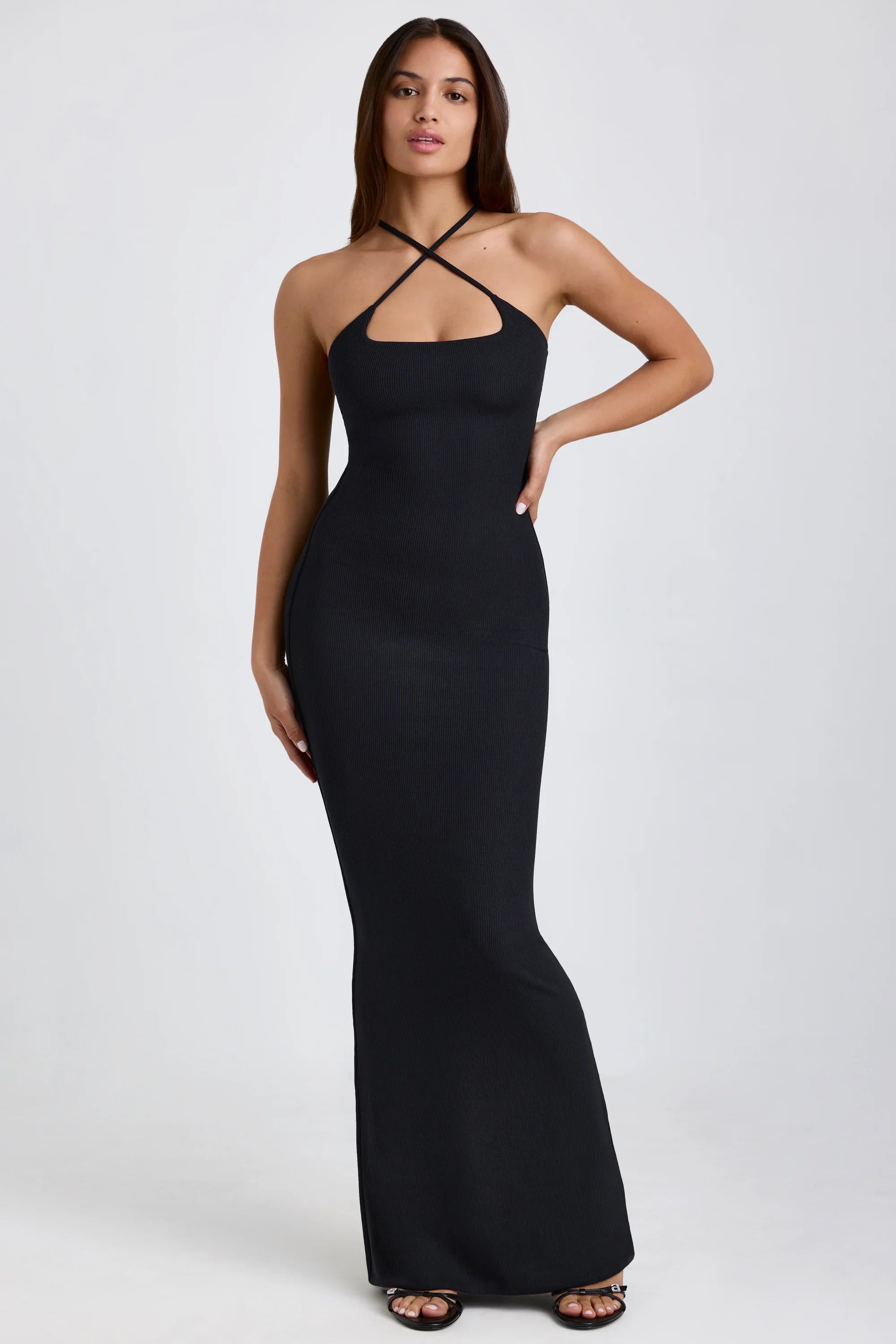 Aurelia | Ribbed Halterneck Twisted Maxi Dress