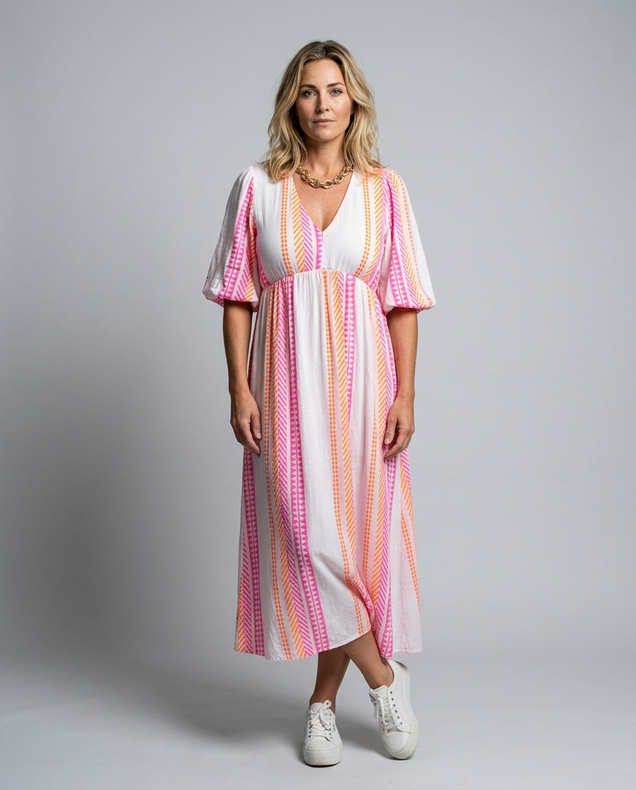 Willa | Printed V-Neck Midi Dress