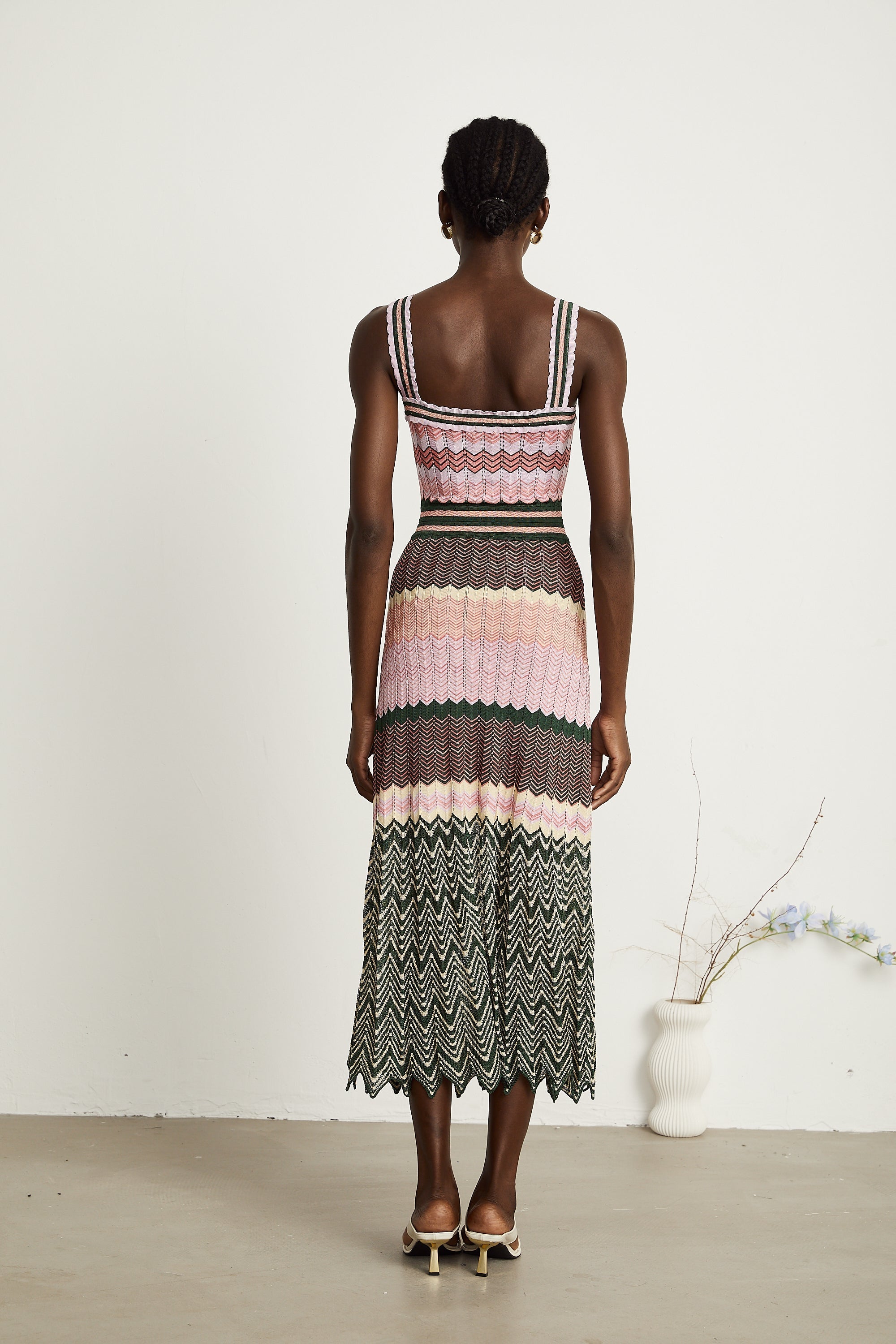 Una | Contrast-Colour Knitted Midi Dress