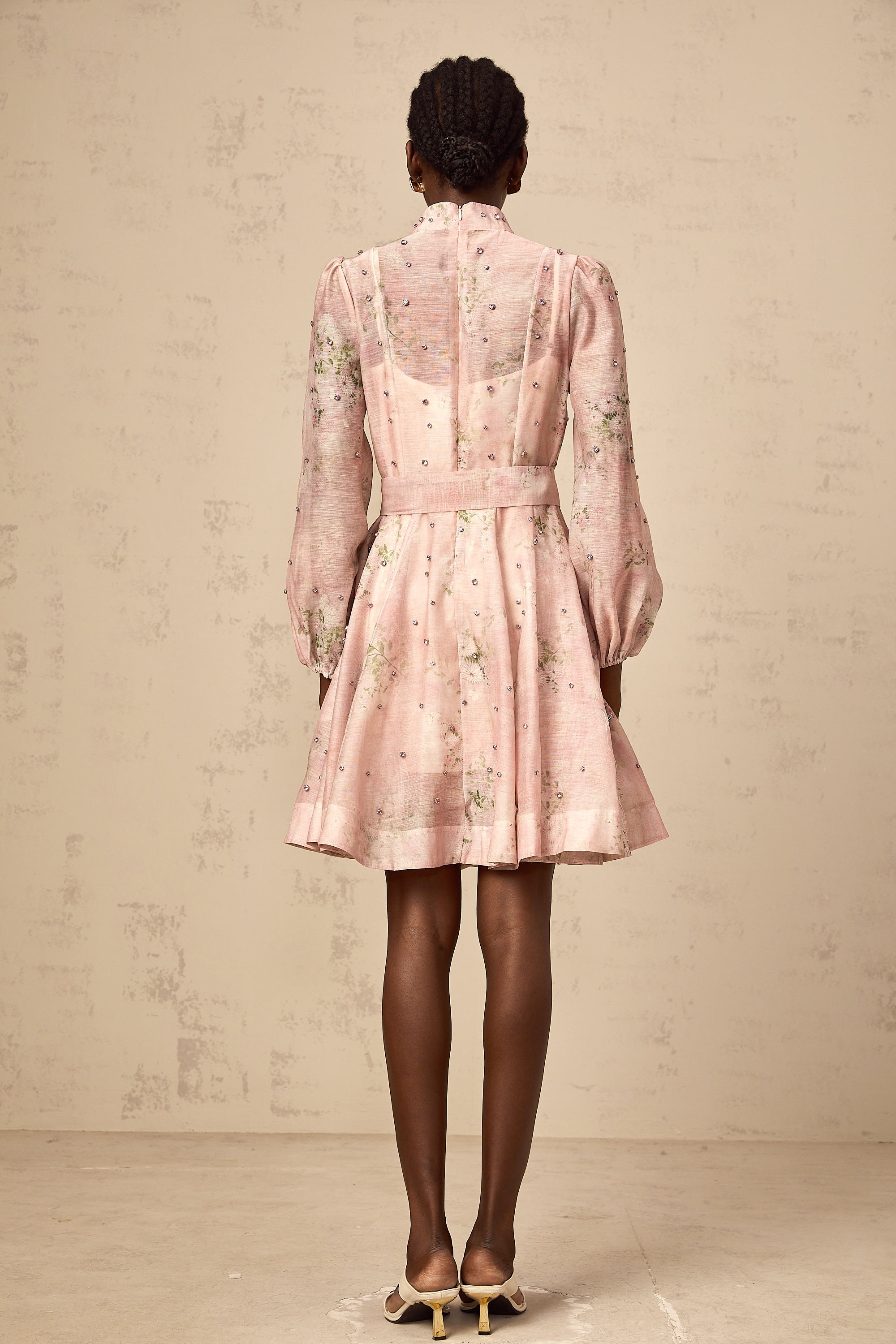 Ellie | Crystal Embellished Floral Print Mini Dress