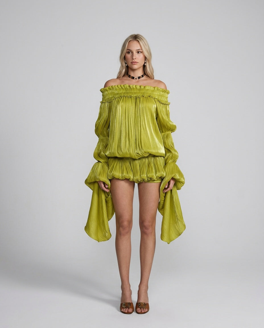 Ines | Off-Shoulder Ruched Co-ord Dress Set
