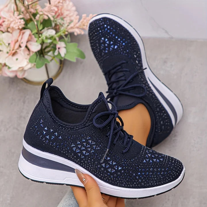 Nuria | Rhinestone Cushioned Platform Sneakers