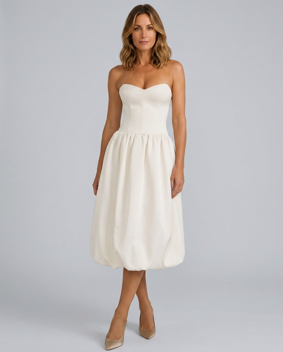 Paola | Bow Detail Bubble Hem Midi Dress