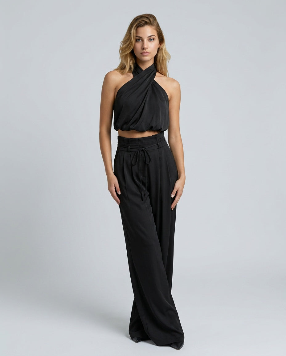 Antonella | Halter Neck & Pleated High Waist Trouser Co-ord Set