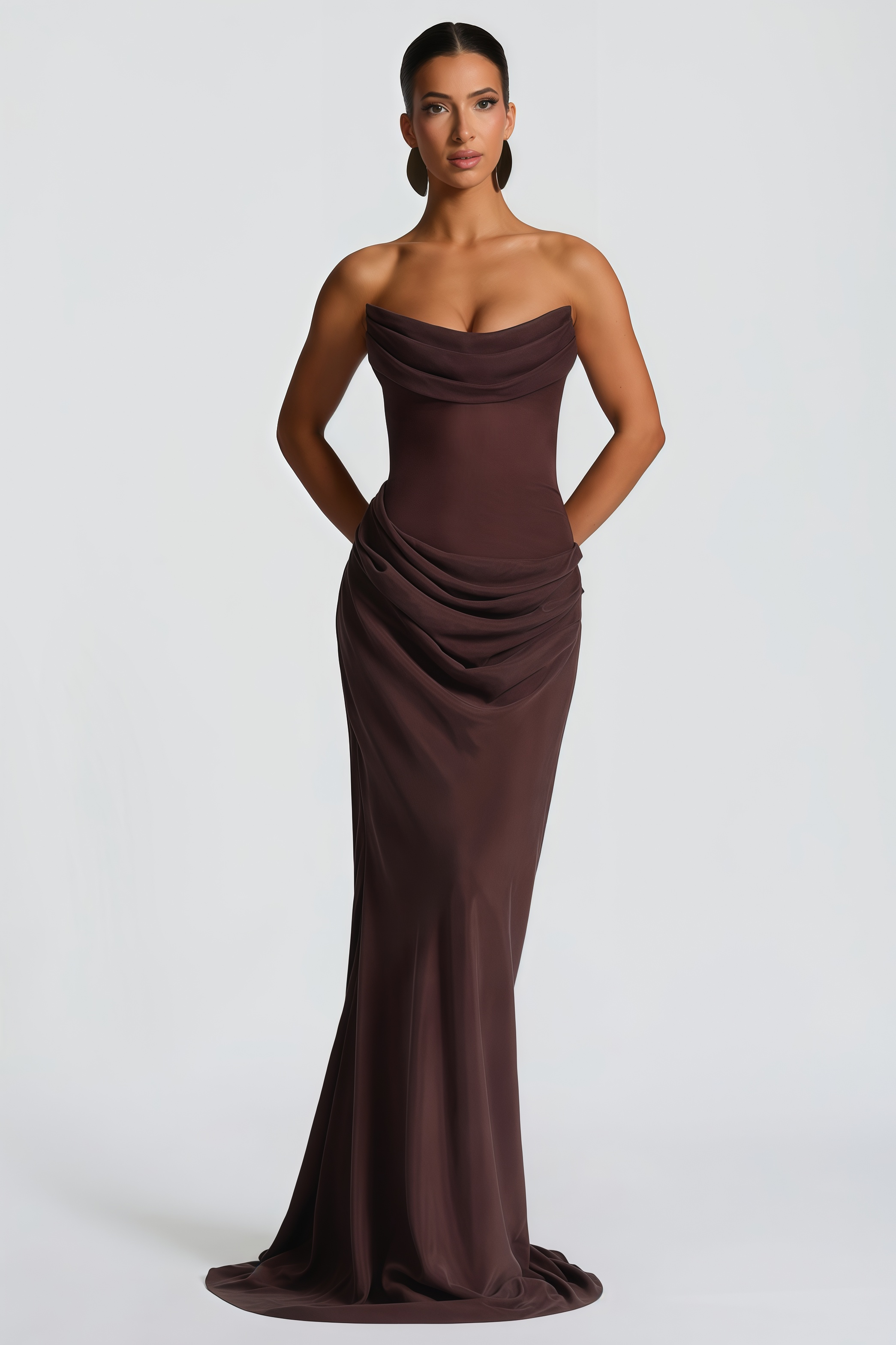 Giselle | Lace-Trim Ruched Corset Maxi Dress