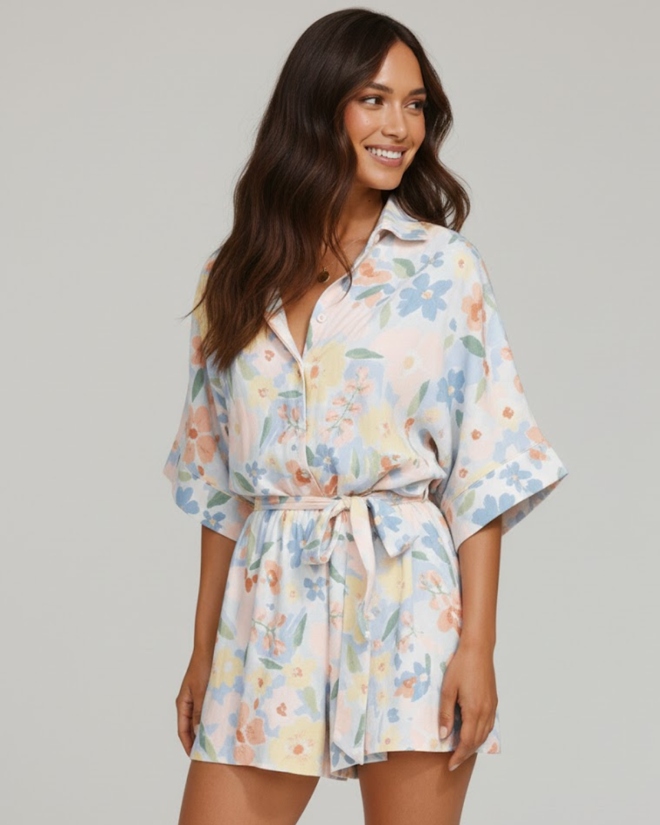 Calista | Floral Playsuit with Tie Waist