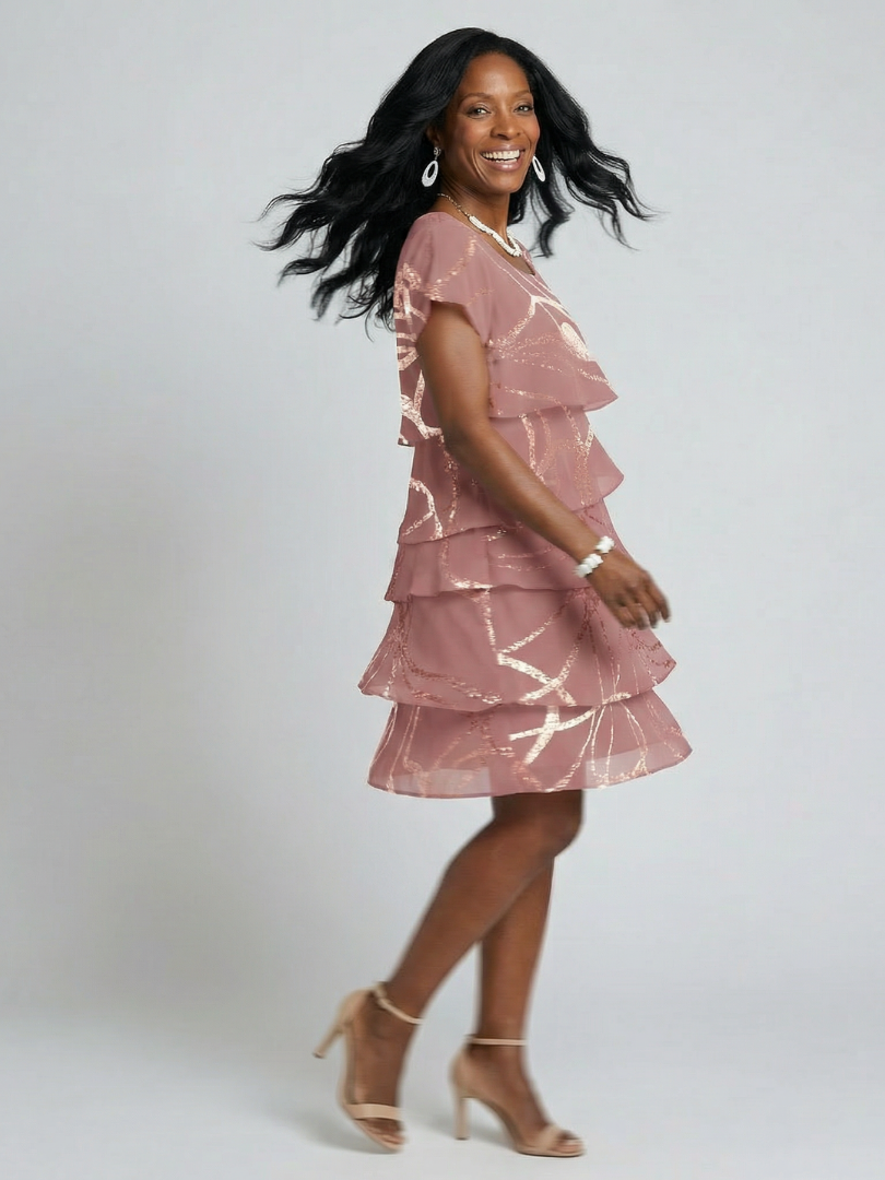 Sofia | Abstract Print Knee-Length Midi Dress