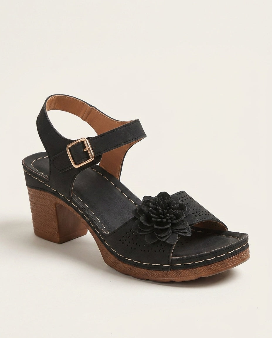 Imogen | Floral Embellished Block Heel Sandals