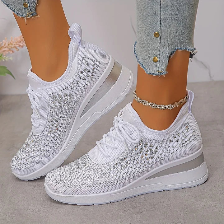 Nuria | Rhinestone Cushioned Platform Sneakers