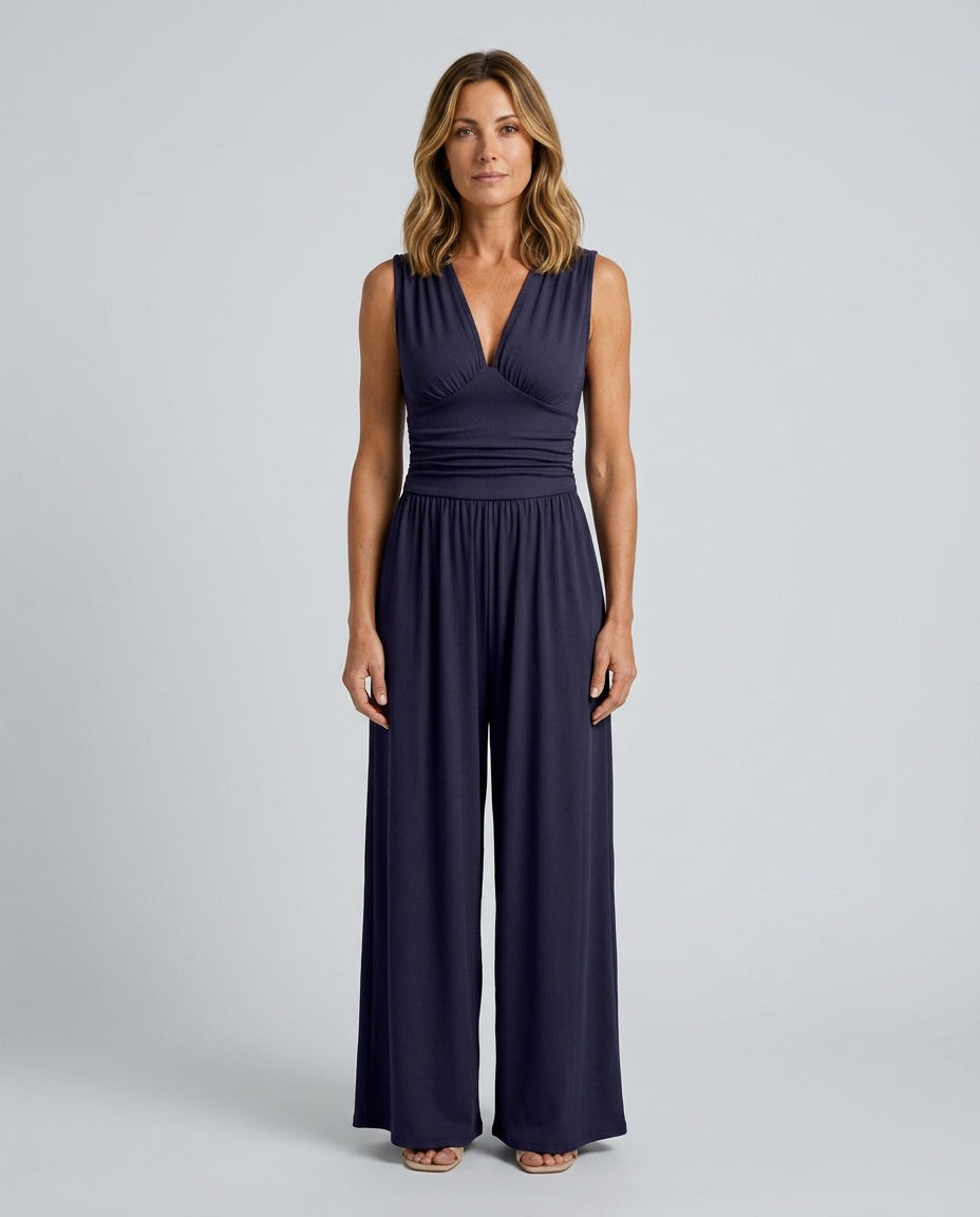 Rocio | Ribbed Sleeveless Wide Leg Jumpsuit