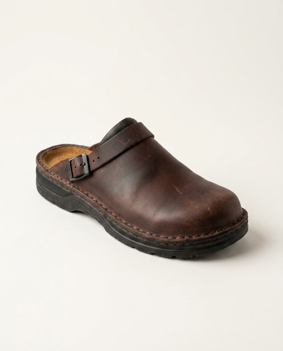 Alden | Rounded Toe Leather-Look Clogs