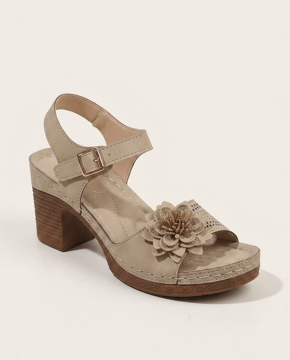 Imogen | Floral Embellished Block Heel Sandals